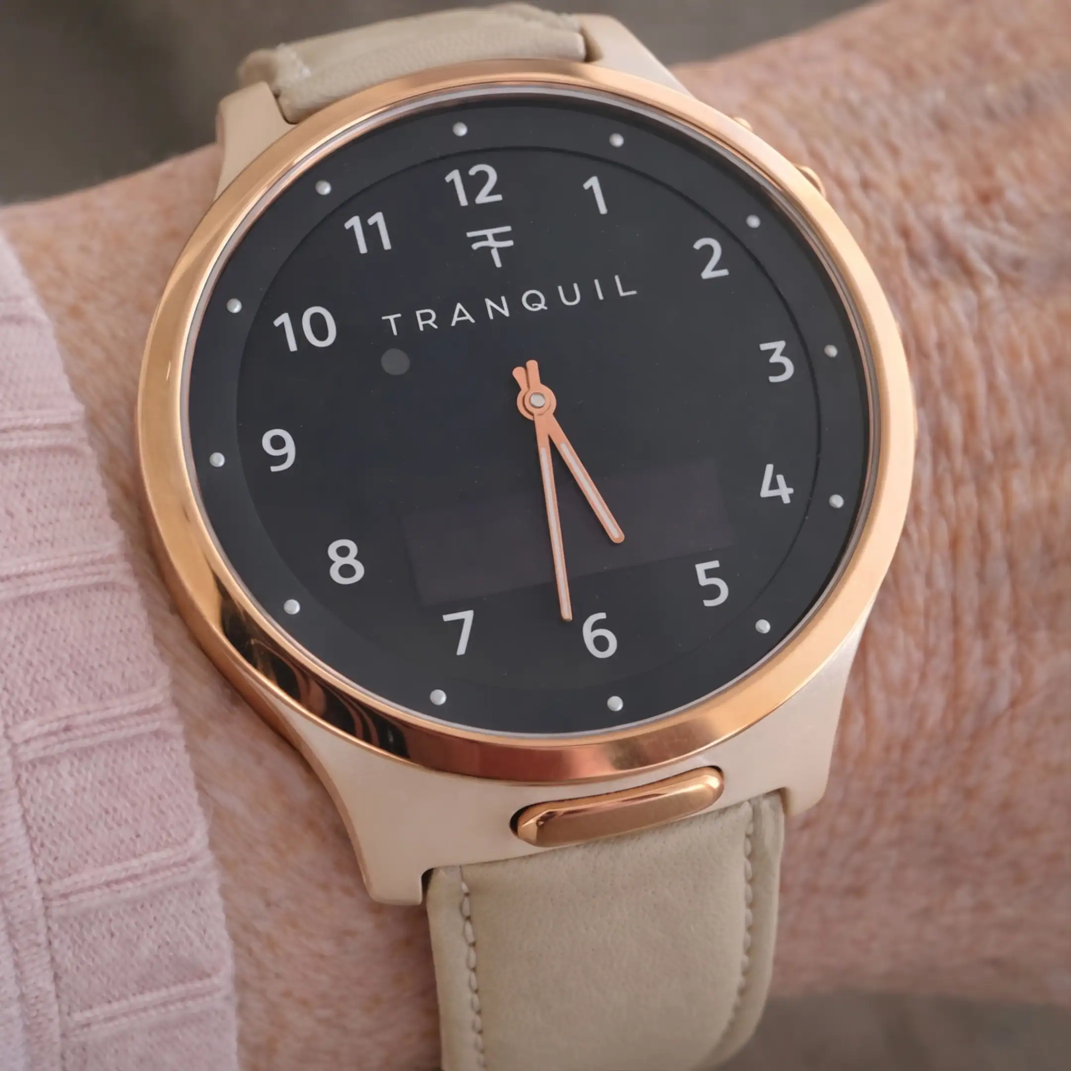tranquil gps watch elderly rose gold and sand