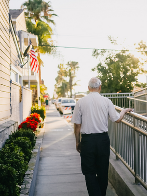 older man walking usa